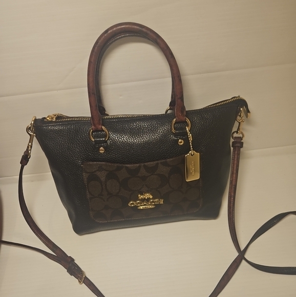 Coach Mini Emma Python Accent Satchel Leather F34281 Shoulder Bag - Picture 3 of 15